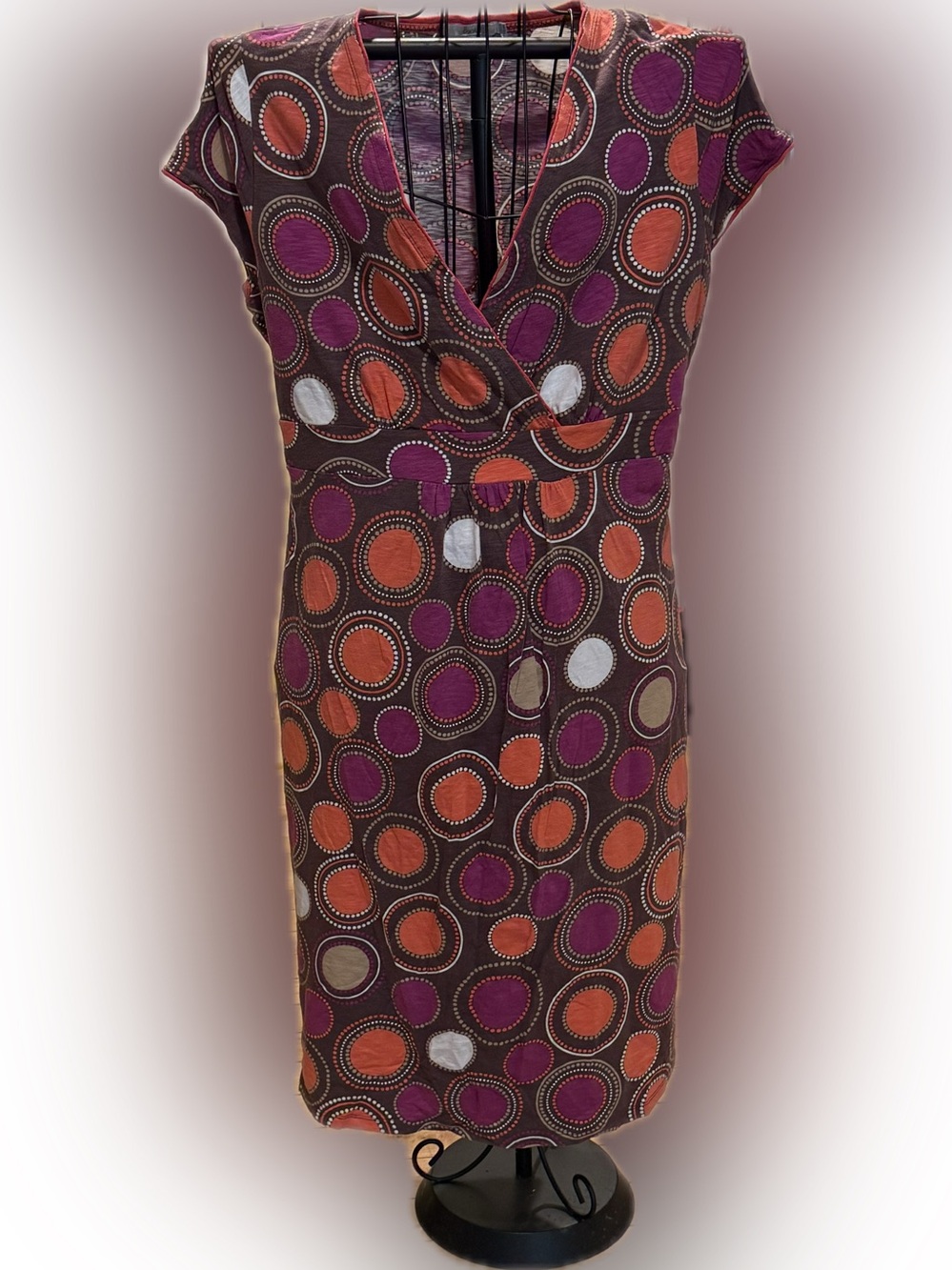 Women’s Boden brown short sleeved jersey dress - Multicolor Circles